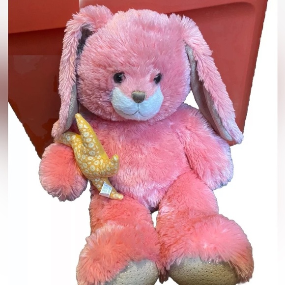 Build A Bear Floppy Ear Bunny Rabbit Pink Coral 16” Stuffed Animal Plush Toy - Picture 1 of 9